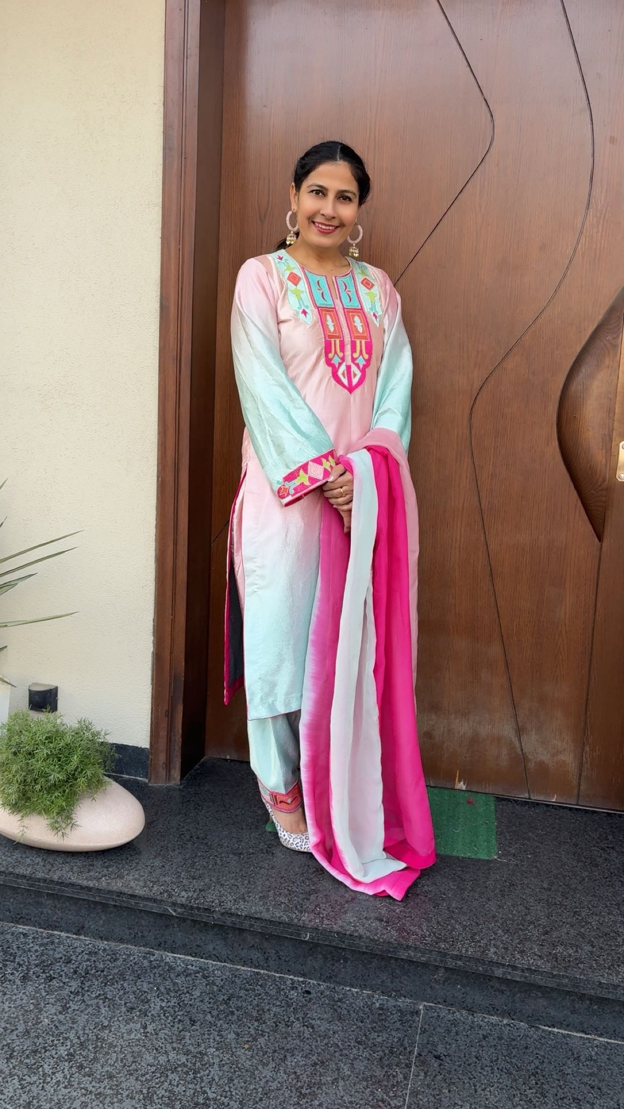 Velvet suit with machine work