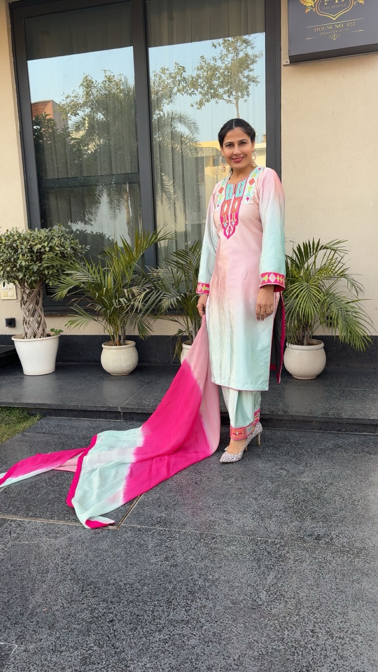 Velvet suit with machine work