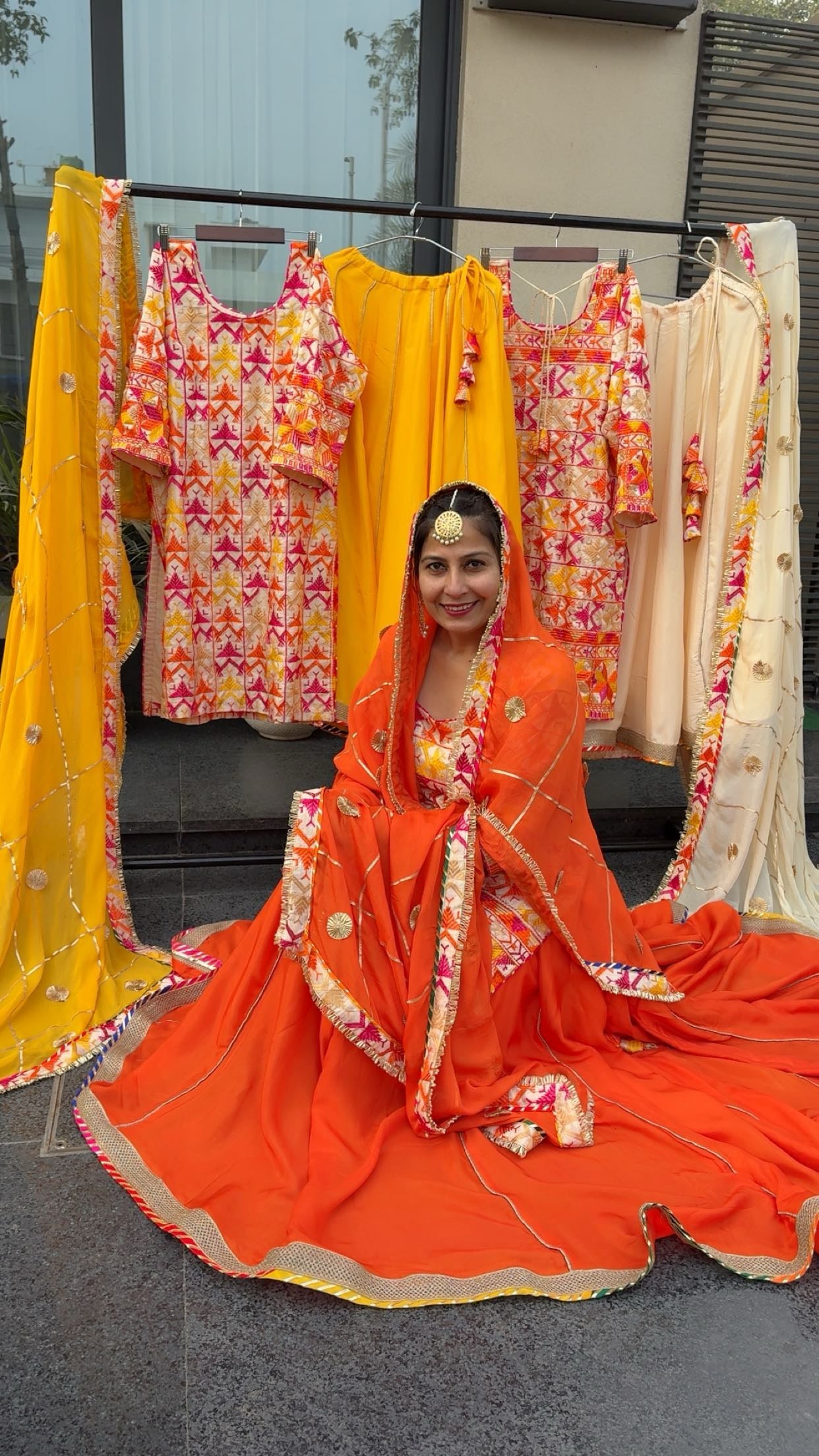 Phulkari suit with lehnga