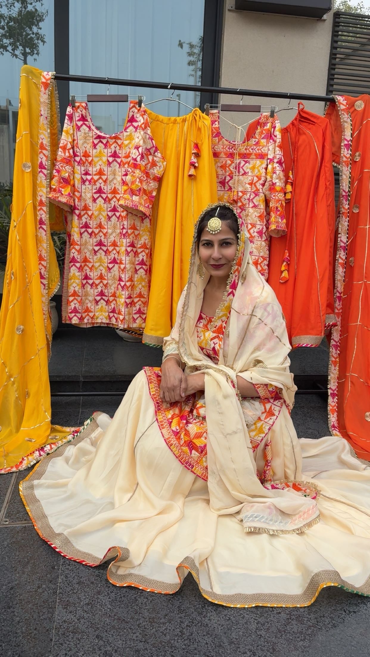 Phulkari suit with lehnga