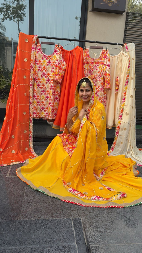Phulkari suit with lehnga