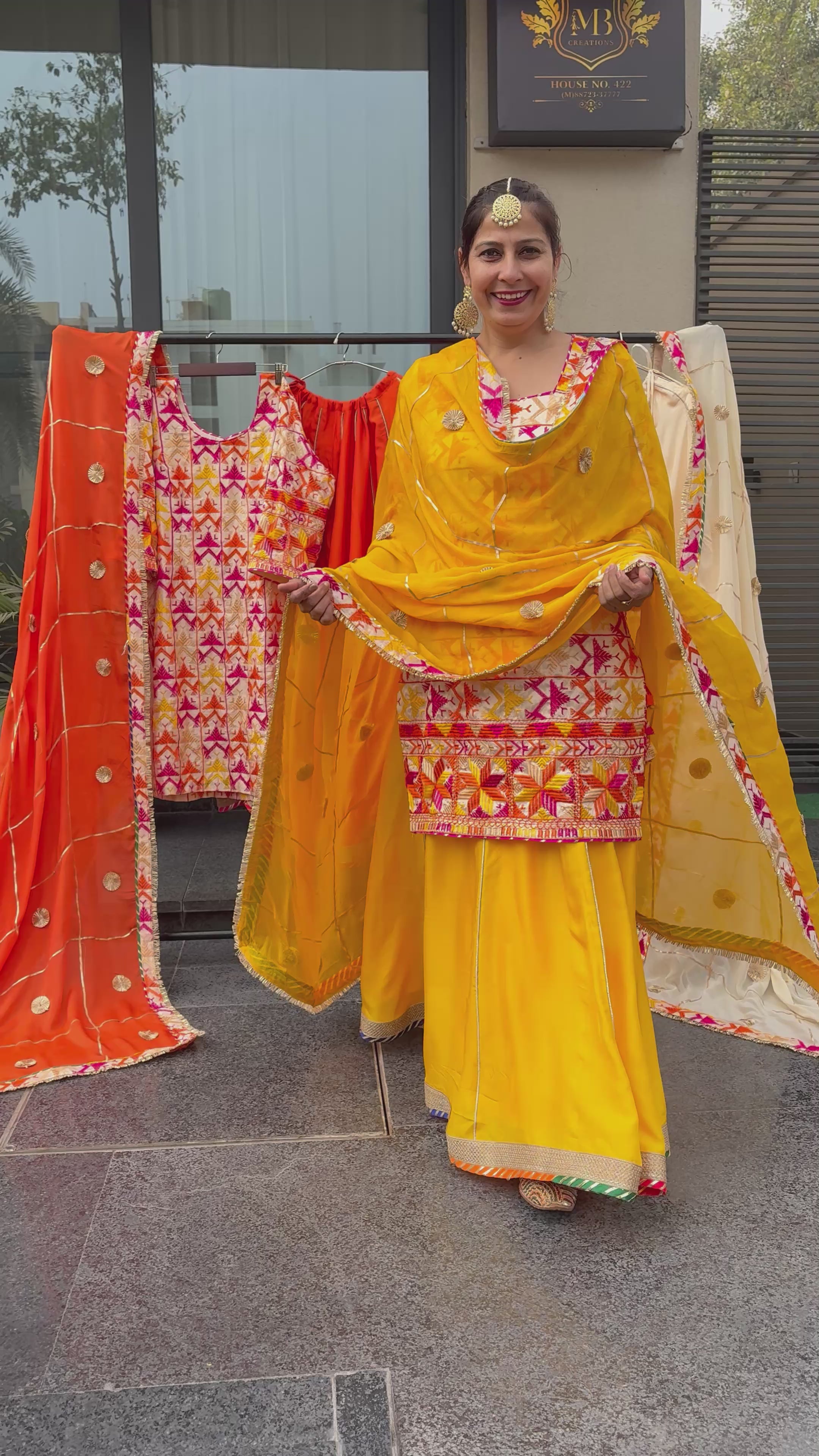 Phulkari suit with lehnga