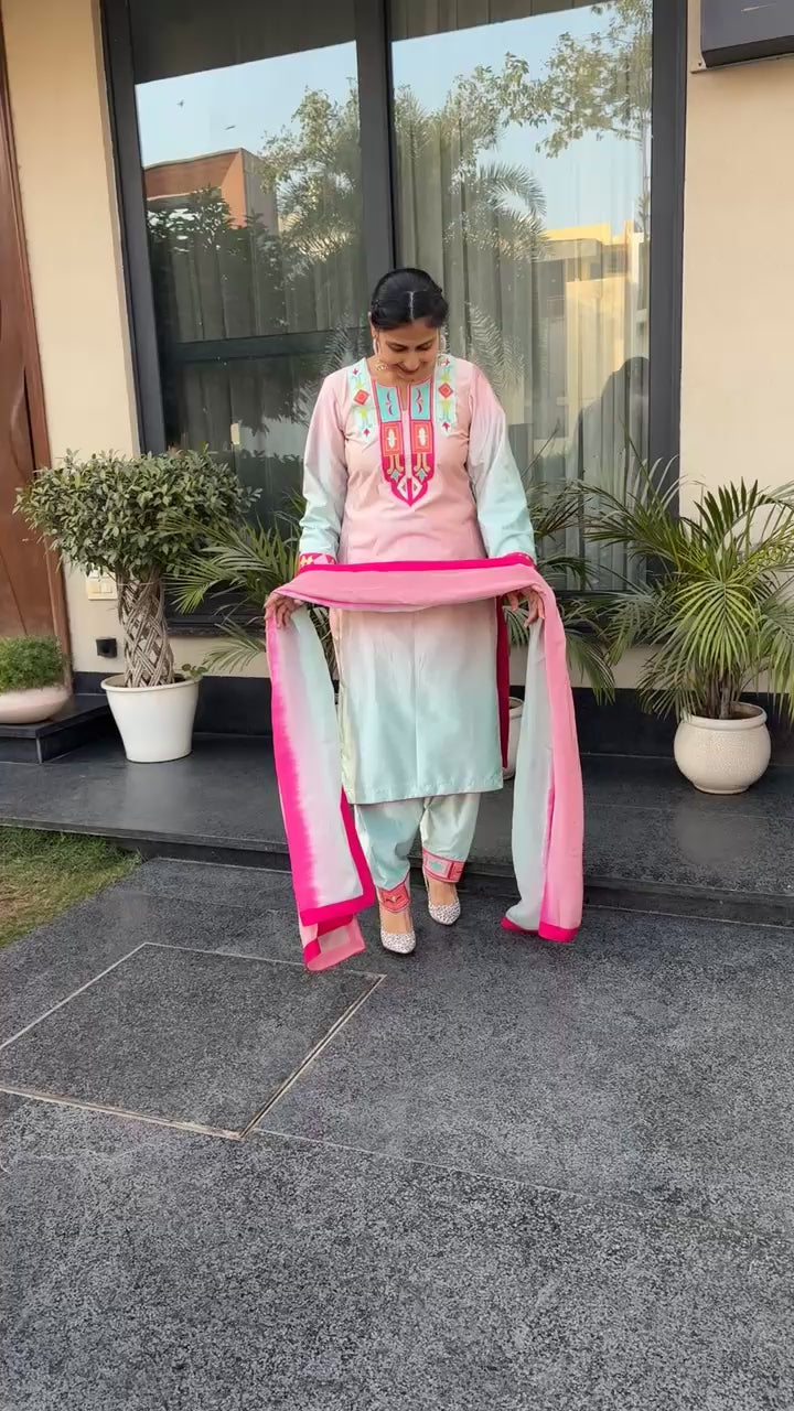 Velvet suit with machine work